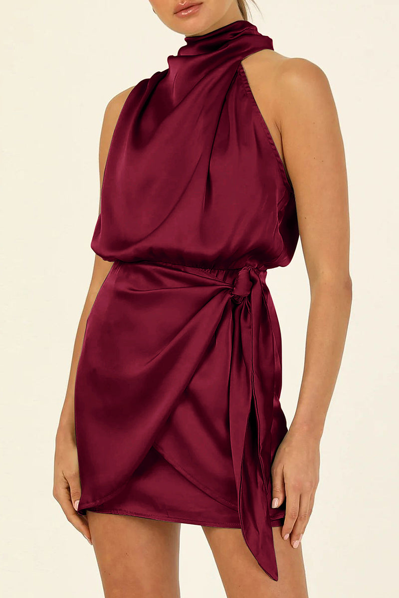 Celebrities Elegant Solid Fold Halter A Line Dresses