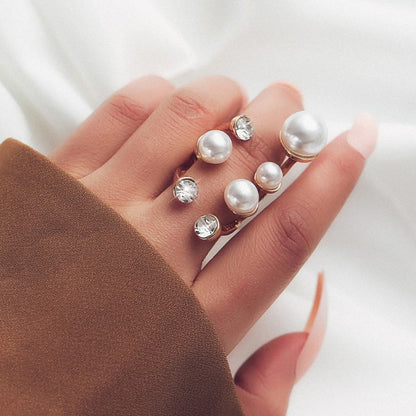 Casual Daily Patchwork Pearl Rhinestone Rings