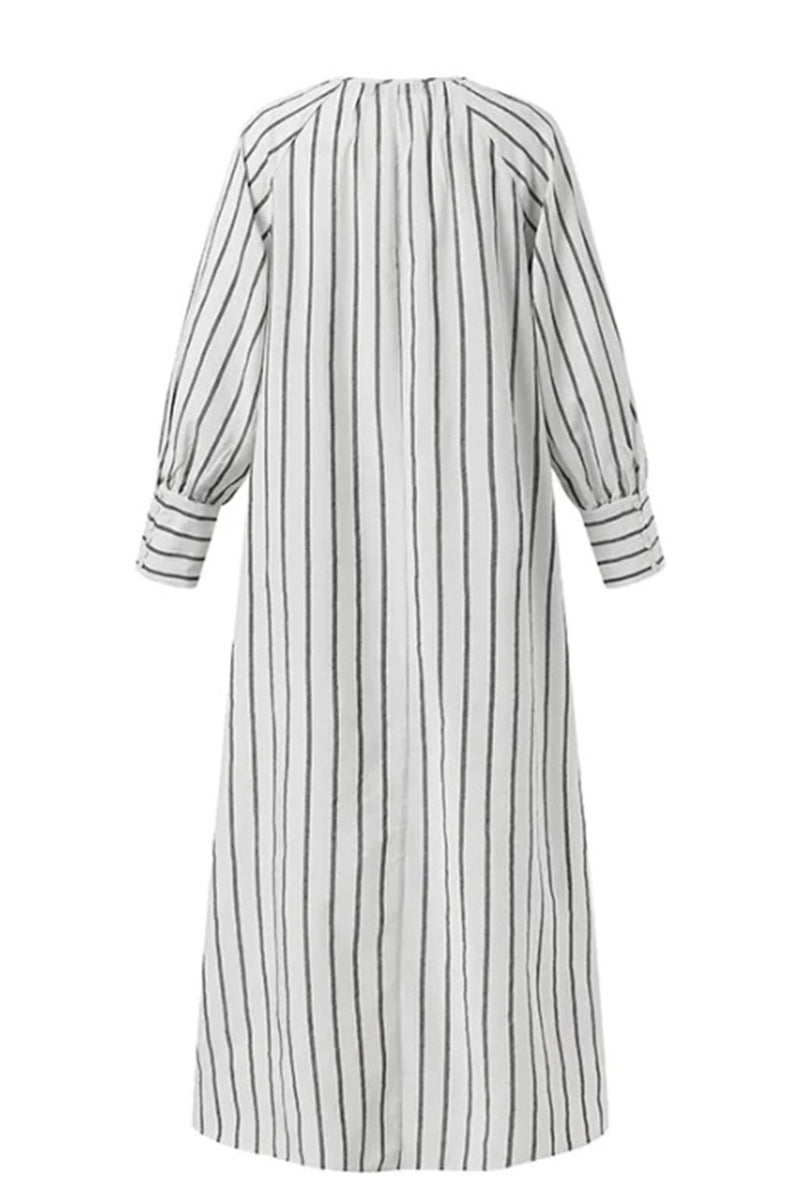 Casual Simplicity Striped Patchwork O Neck A Line Dresses(3 Colors)