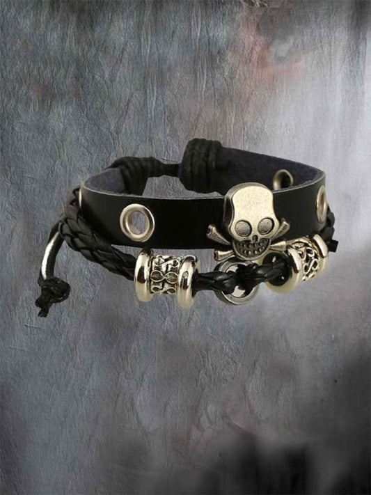 Skull punk belt bracelet