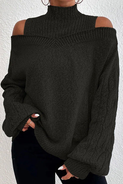 Casual Solid Hollowed Out Patchwork Turtleneck Sweaters(7 Colors)