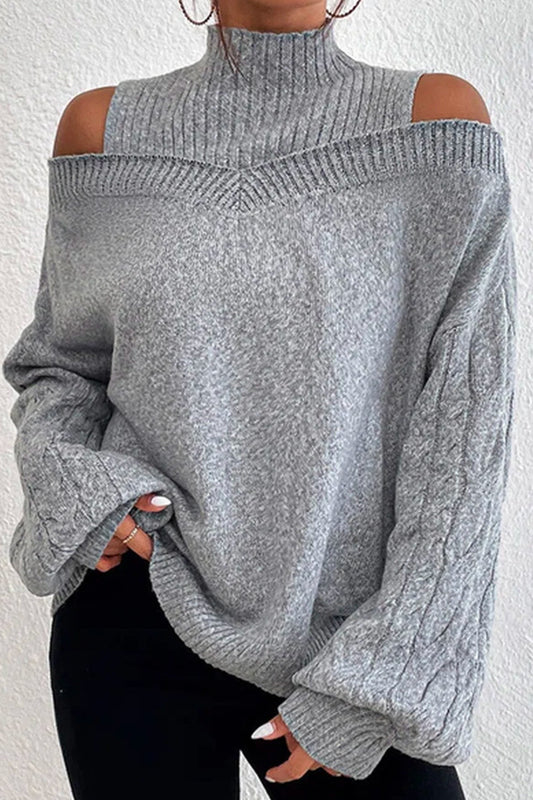 Casual Solid Hollowed Out Patchwork Turtleneck Sweaters(7 Colors)