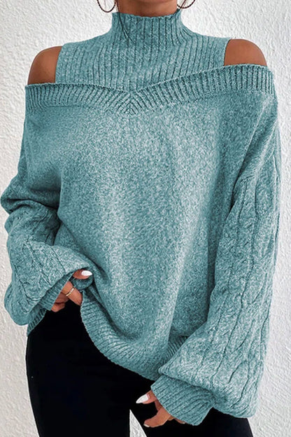 Casual Solid Hollowed Out Patchwork Turtleneck Sweaters(7 Colors)