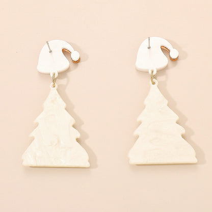 Casual Christmas Tree Patchwork Earrings