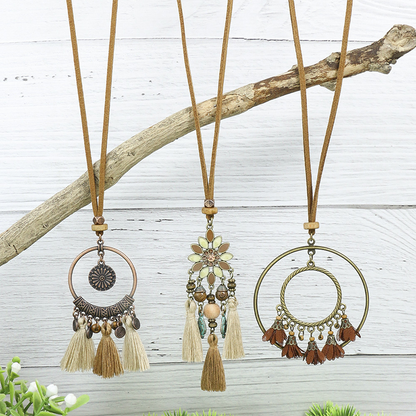 Bohemian Vintage Geometric Patchwork Necklaces