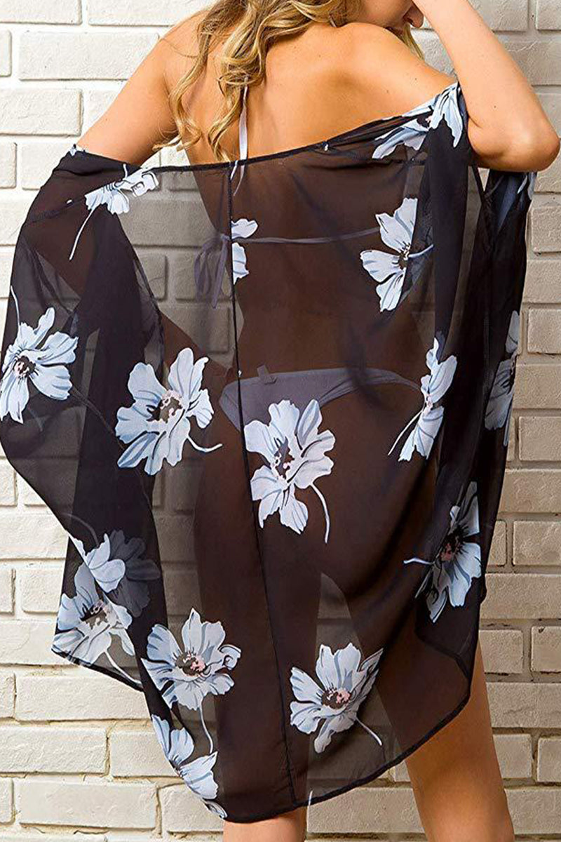 Sexy Vacation Floral Patchwork Swimwears Cover Up