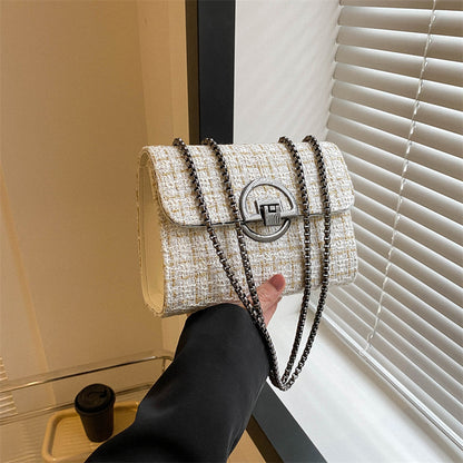 Celebrities Elegant Plaid Metal Accessories Decoration Contrast Weave Bags(4 Colors)