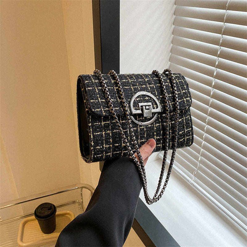 Celebrities Elegant Plaid Metal Accessories Decoration Contrast Weave Bags(4 Colors)