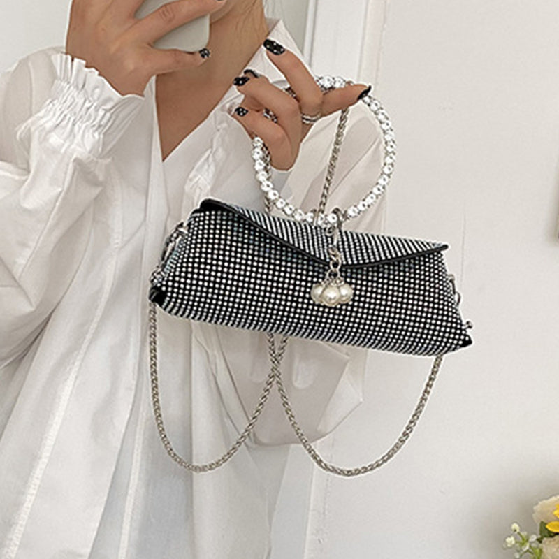 Elegant Formal Solid Chains Pearl Rhinestone Bags(6 Colors)