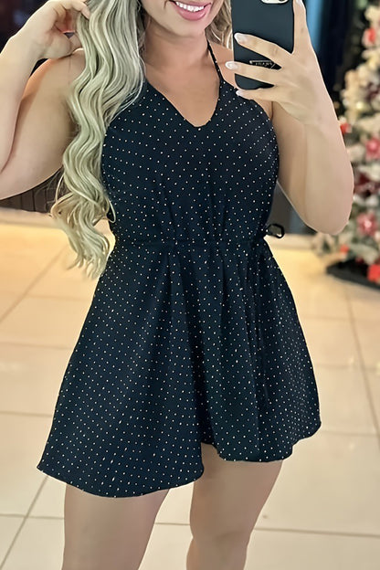 Sexy Polka Dot Frenulum Backless Halter Dresses