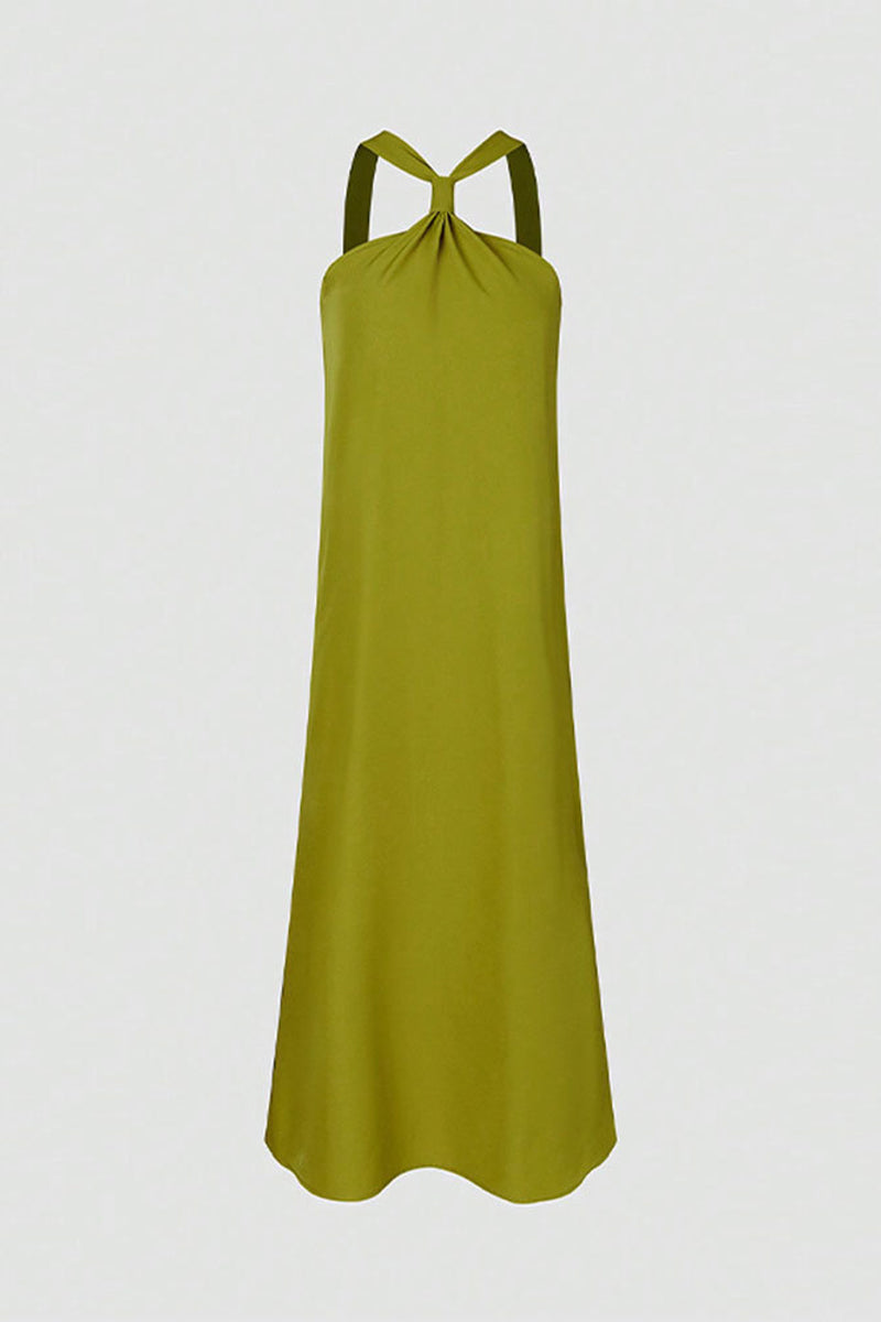 Casual Simplicity Solid Slit V Neck Sleeveless Dresses