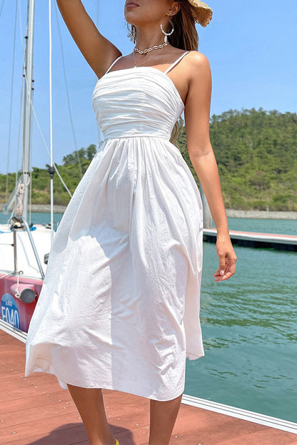 Casual Simplicity Solid Fold A Line Dresses