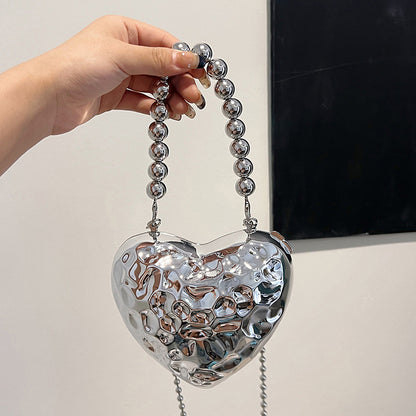 Casual Solid Heart Shaped Chains Bags