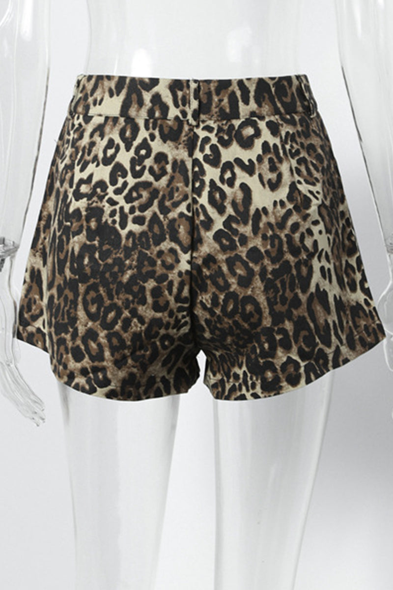 Casual Print Leopard Pocket Loose Type A Full Print Bottoms