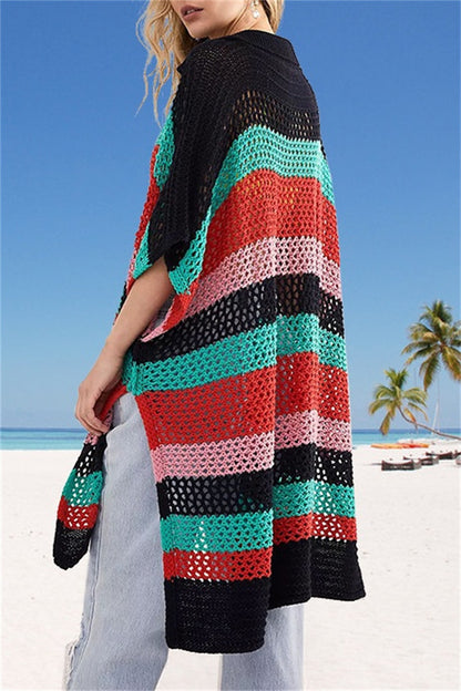 Casual Patchwork Hollowed Out Contrast Swimwears Cover Up