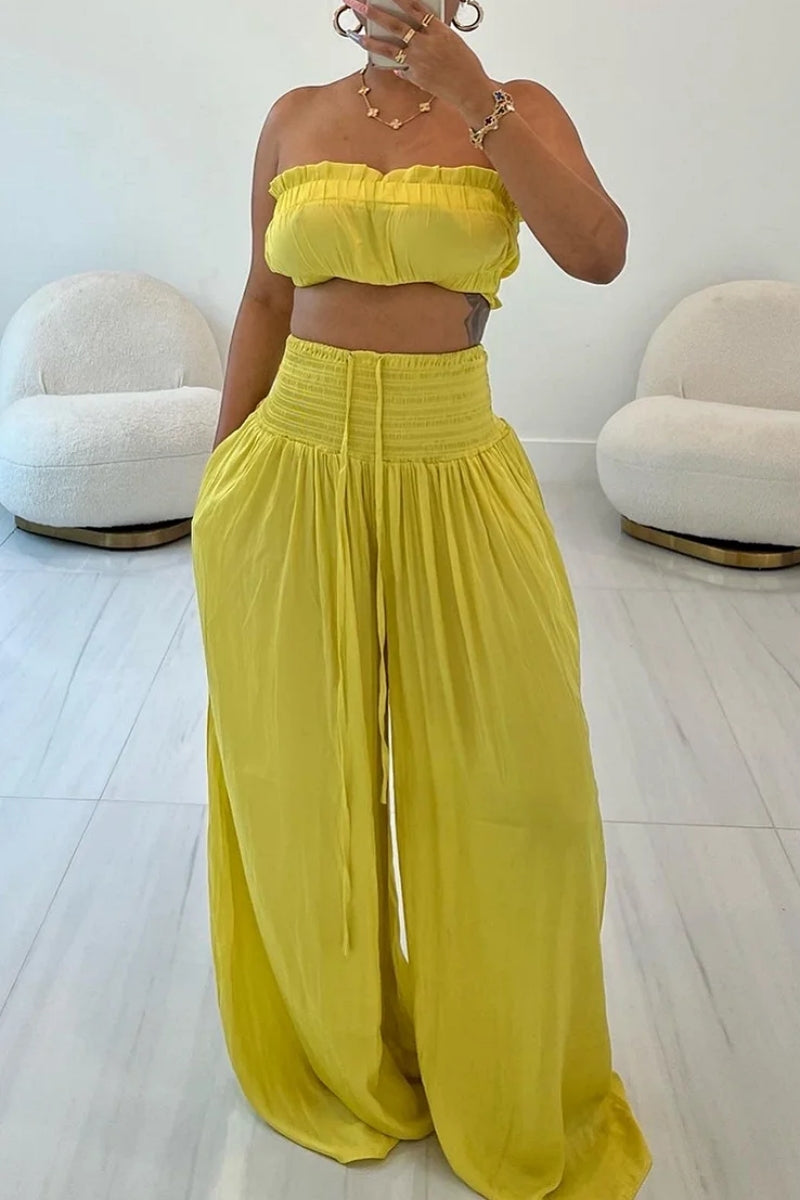 Sexy Casual Backless Strapless Sleeveless Two Pieces