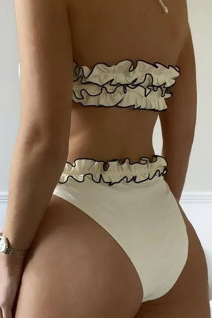 Sexy Patchwork Backless Belted Contrast Swimwears (With Paddings)