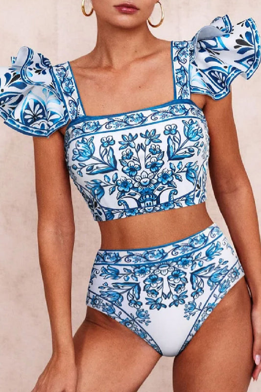 Sexy Floral Print Backless Swimwears (With Paddings)