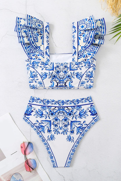 Sexy Floral Print Backless Swimwears (With Paddings)