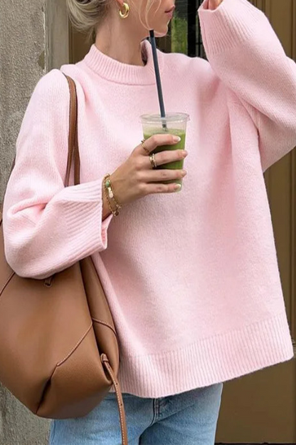 Casual Daily Solid Color Weave O Neck Sweaters