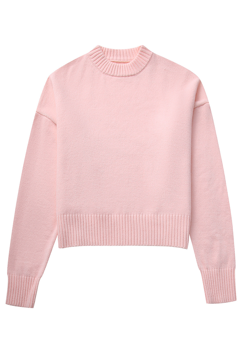 Casual Daily Solid Color Weave O Neck Sweaters