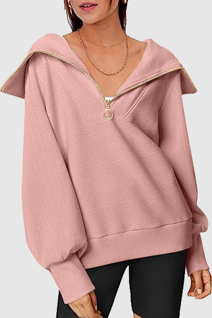 Casual Street Solid Color Zipper Turndown Collar Hoodies(6 Colors)