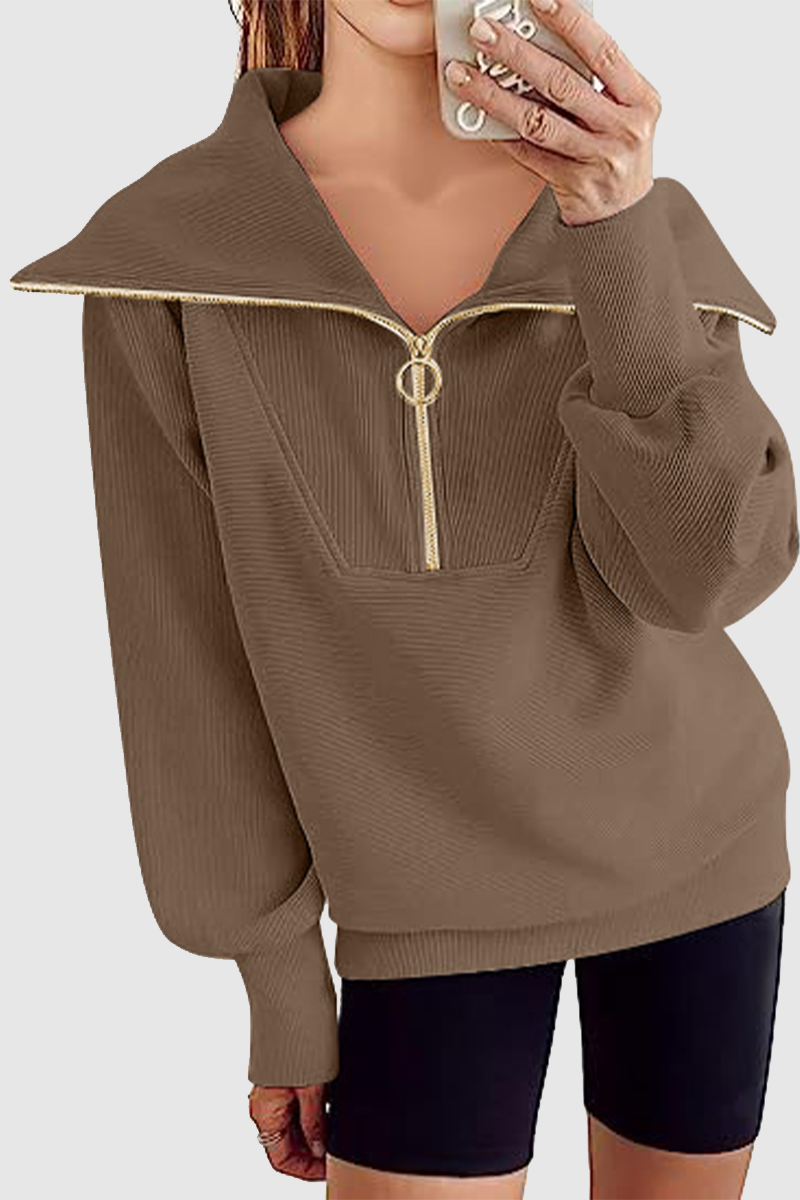 Casual Street Solid Color Zipper Turndown Collar Hoodies(6 Colors)