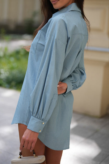 Casual Daily Solid Color Buttons Turndown Collar Tops