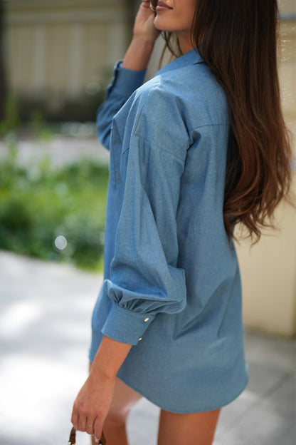 Casual Daily Solid Color Buttons Turndown Collar Tops