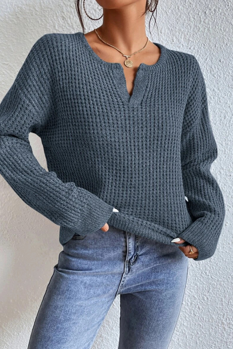 Casual Daily Solid Color Patchwork V Neck Sweaters