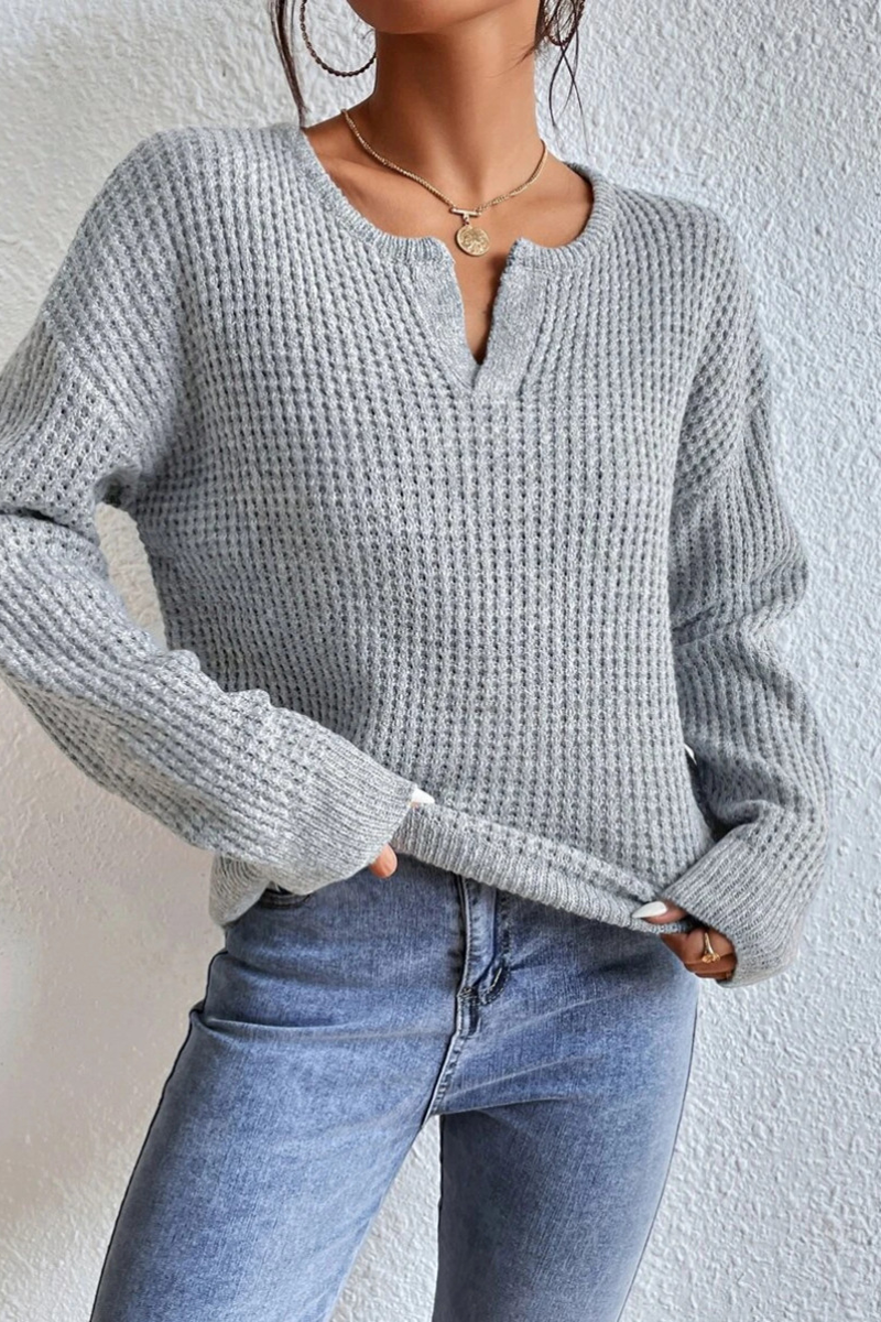 Casual Daily Solid Color Patchwork V Neck Sweaters