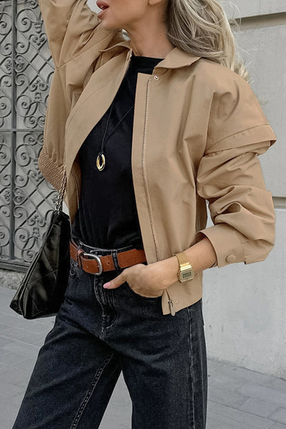 Casual Street Patchwork Zipper Turndown Collar Outerwear