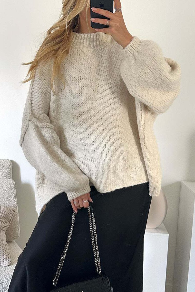 Casual Daily Patchwork Weave Half A Turtleneck Sweaters (5 Colors)