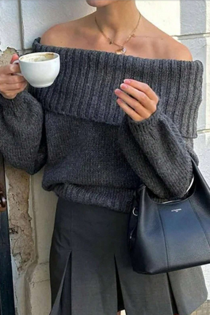 Sexy Solid Color Weave Off Shoulder Sweaters