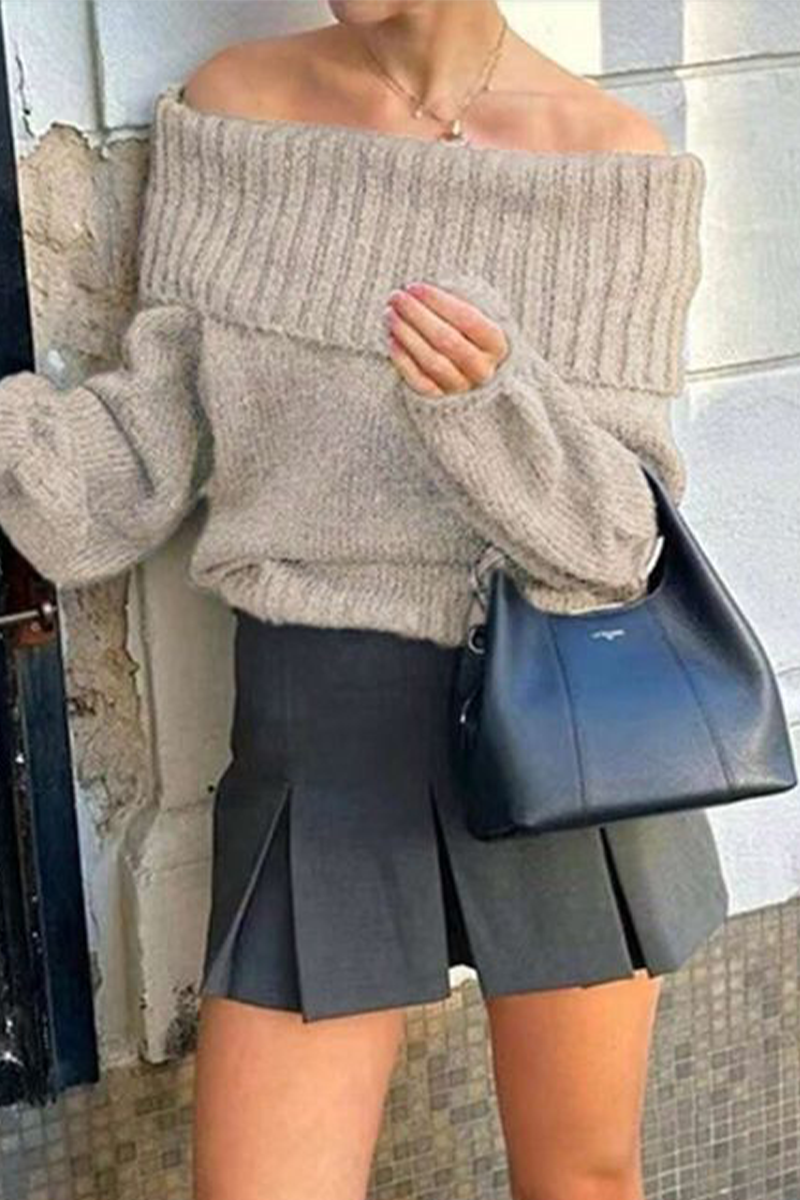 Sexy Solid Color Weave Off Shoulder Sweaters