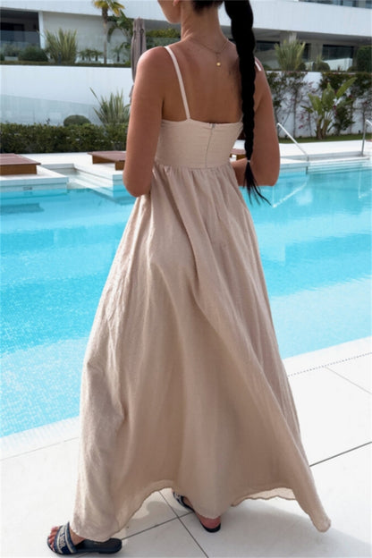 Sexy Vacation Backless Belted Halter Long Dresses(4 Colors)