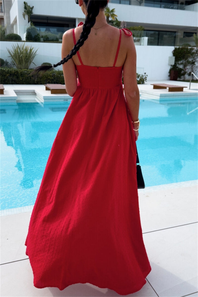 Sexy Vacation Backless Belted Halter Long Dresses(4 Colors)