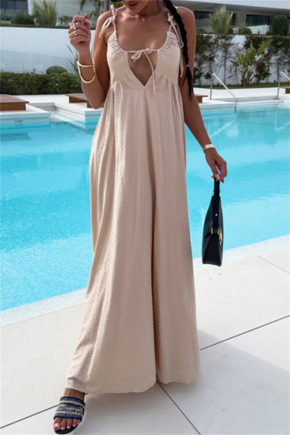 Sexy Vacation Backless Belted Halter Long Dresses(4 Colors)