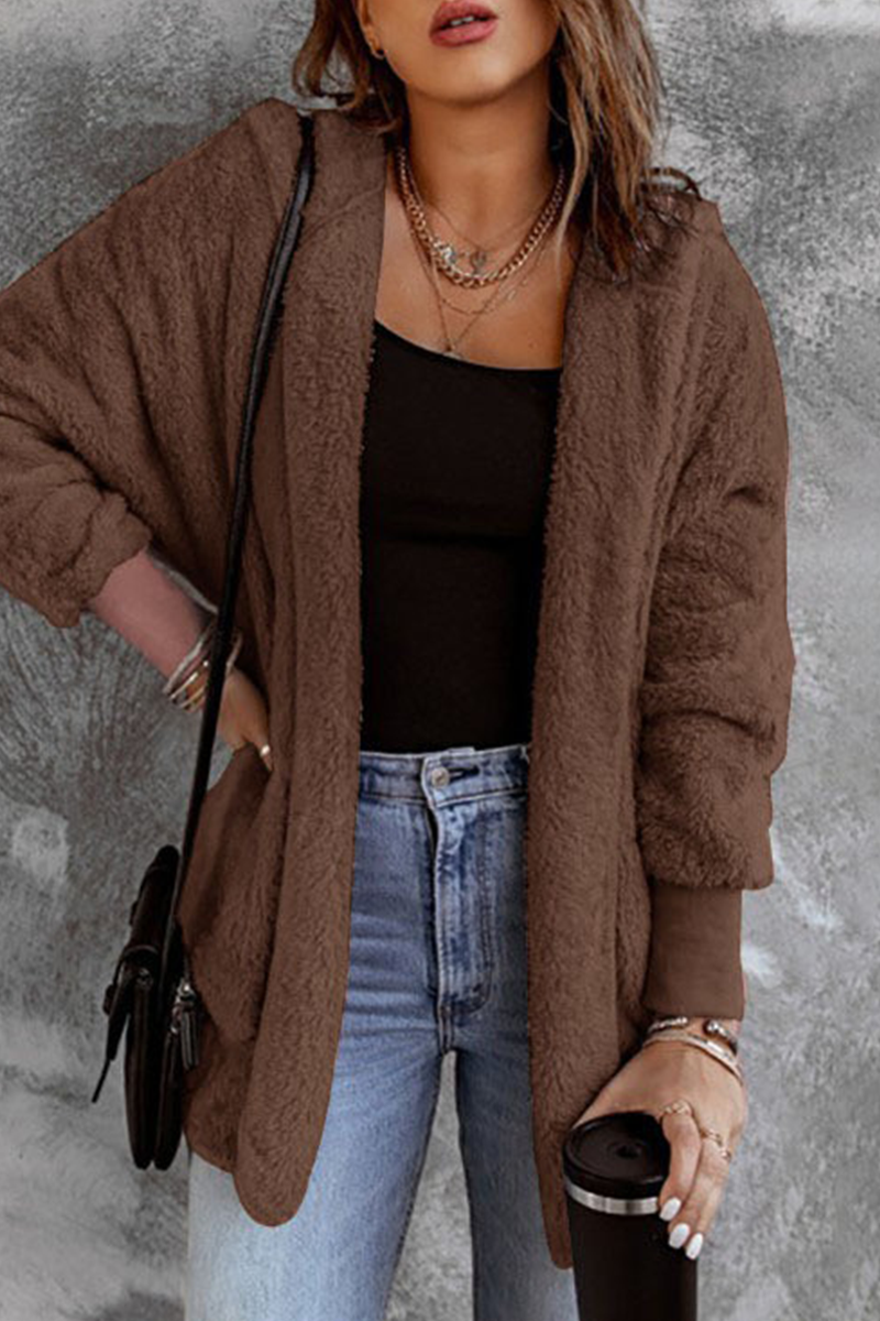 Casual Daily Fluffy Cardigan Collar Outerwear(5 Colors)