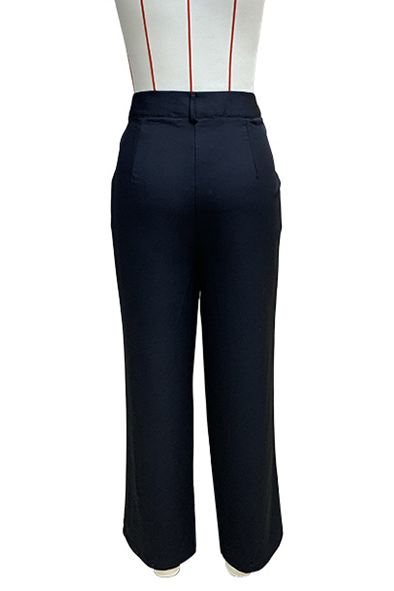 Casual Daily Pocket Buttons Loose High Waist Straight Bottoms(3 Colors)