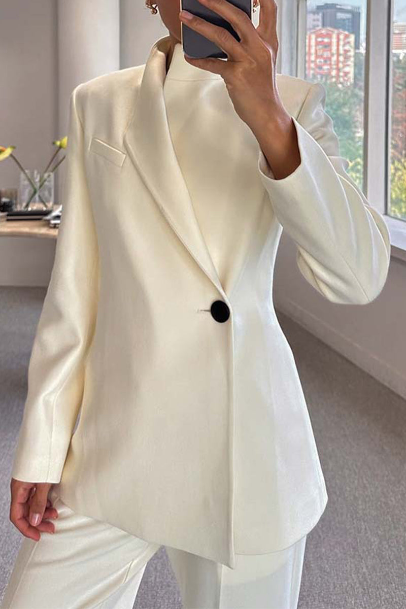 Casual Buttons Turndown Collar Outerwear