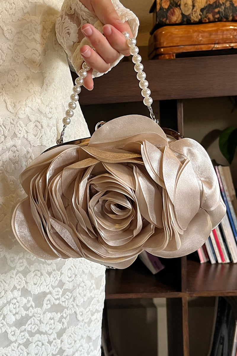 Daily Solid Color Pearls Decor Flower Shape Bags(3 Colors)