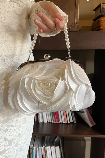 Daily Solid Color Pearls Decor Flower Shape Bags(3 Colors)