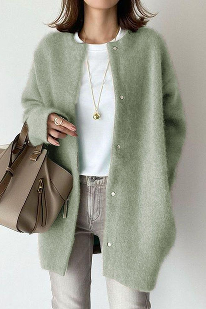 Casual Solid Color Patchwork O Neck Outerwear(Knitted style)