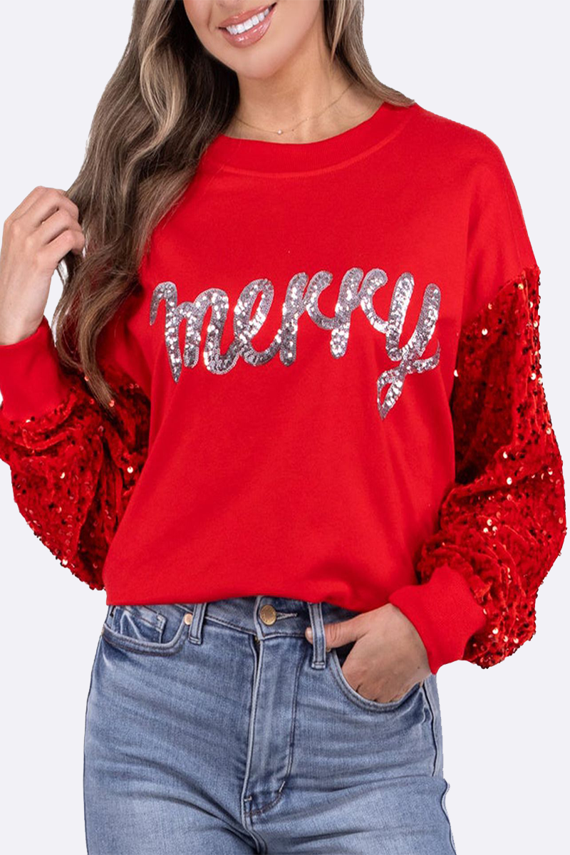 Casual Cartoon Letters Embroidered Sequins O Neck Sweats