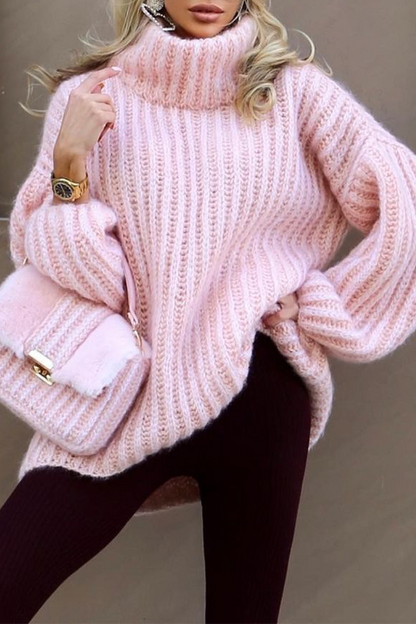 Casual Solid Color Weave Turtleneck Sweaters(4 Colors)