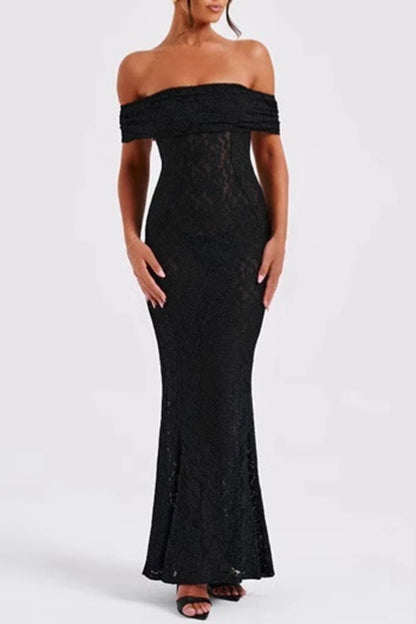 Sexy Lace Backless Fishtail Off Shoulder Long Dresses