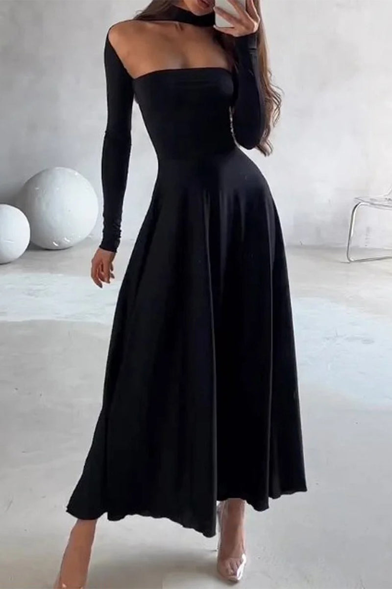 Sexy Hollow Out Turtleneck A Line Dresses