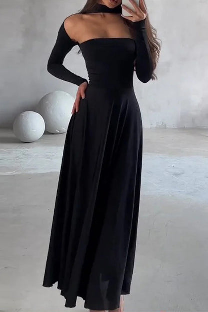 Sexy Hollow Out Turtleneck A Line Dresses