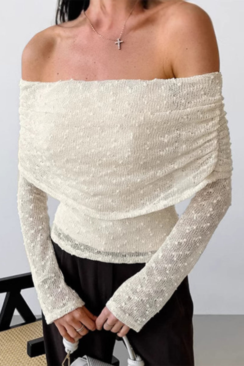 Sexy Jacquard Off Shoulder Tops